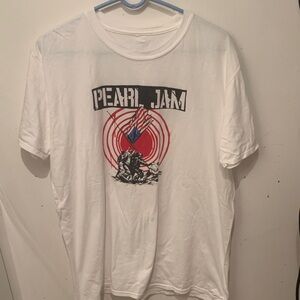 Pearl Jam Condition Critical White Cotton T-shirt With Red/Blue Graphic Tee SZ L